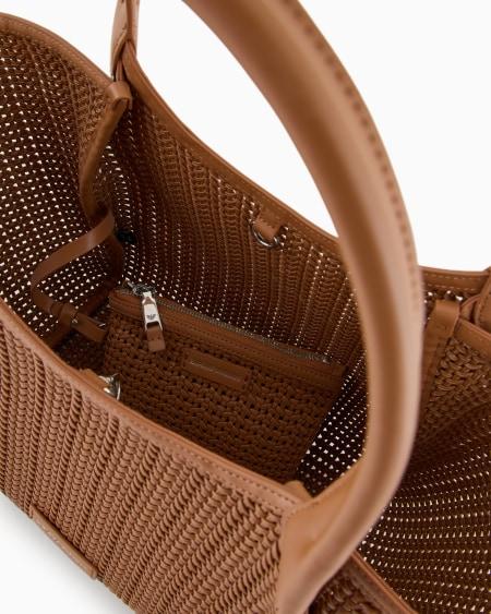 Armani Bolso shopper trenzado con colgante de logotipo Superdescuento