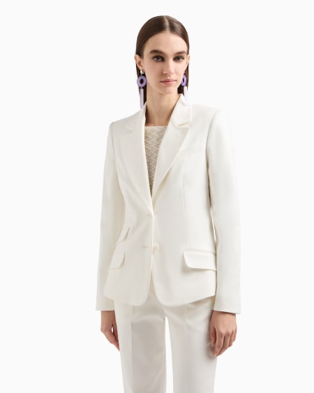Armani Blazer de abotonadura sencilla de algodón elástico compacto En oferta