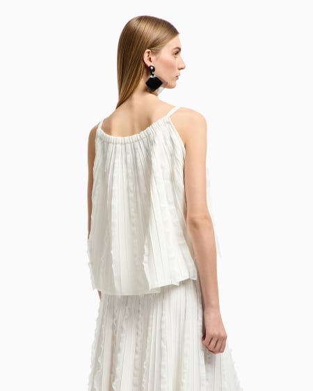 Armani Top de punto de viscosa con volantes Última moda