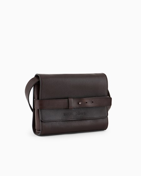 Armani Bolso bandolera de piel con solapa y logotipo en relieve Outlet