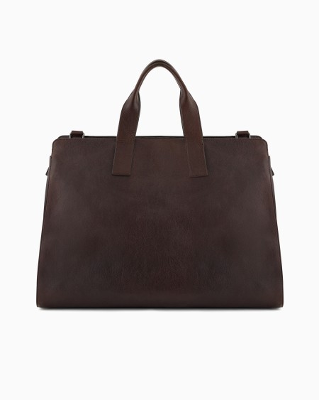 Armani Bolsa de viaje en piel con logotipo grabado Outlet online