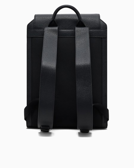 Armani Mochila con solapa y bolsillo para portátil en piel abatanada Rebajas de fábrica