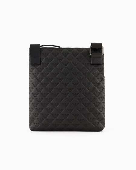 Armani Bolso bandolera plano de piel con motivo de águila en relieve Tienda