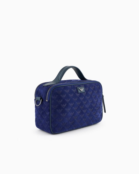 Armani Bolso baúl de ante con bandolera y águila grabada por toda la superficie Rebajas top