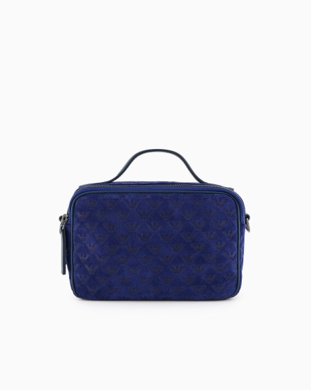 Armani Bolso baúl de ante con bandolera y águila grabada por toda la superficie Rebajas top