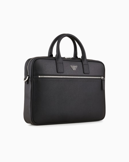 Armani Bolso modelo business de piel saffiano regenerada con placa de águila ASV Solo hoy