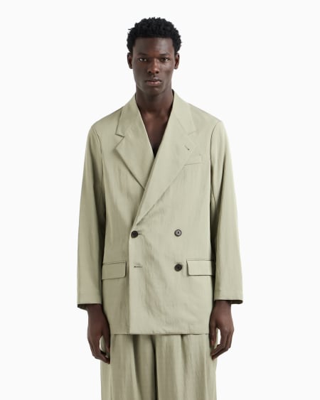 Armani Blazer de abotonadura doble en nailon y viscosa Oferta especial de fábrica