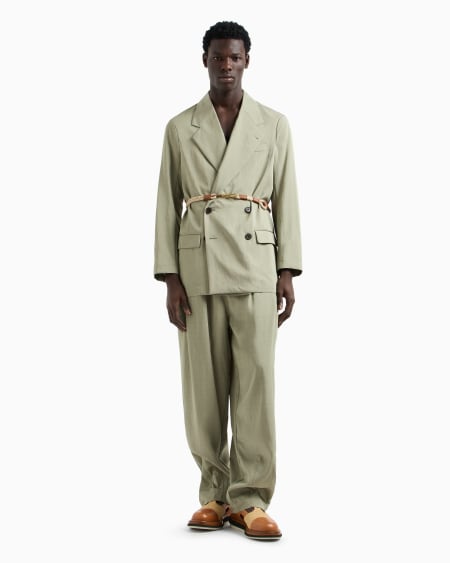 Armani Pantalones con pinzas y cinturón de nailon y viscosa Promoción trimestral