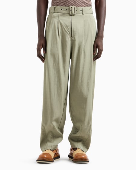 Armani Pantalones con pinzas y cinturón de nailon y viscosa Promoción trimestral