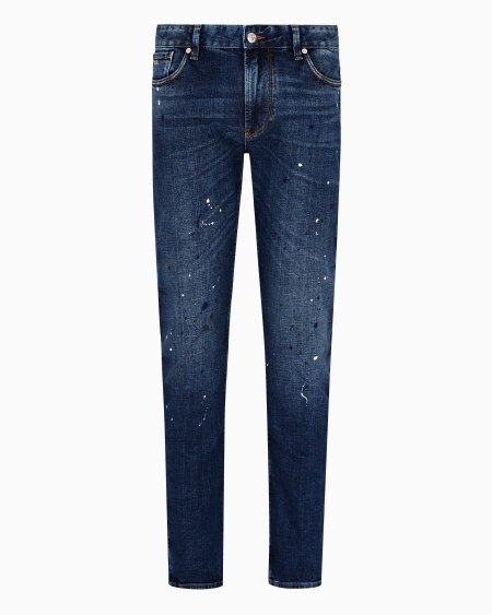 Armani Vaqueros J06 slim fit de denim con manchas de pintura