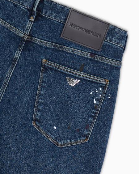 Armani Vaqueros J06 slim fit de denim con manchas de pintura Liquidación