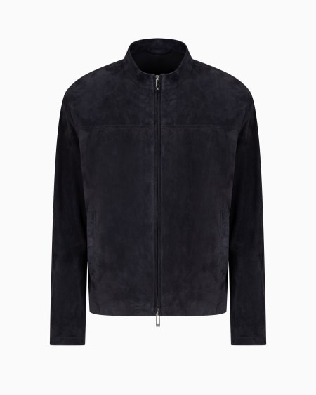 Armani Chaqueta de ante de cabra con cremallera completa