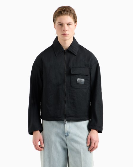 Armani Cazadora con cremallera de nailon arrugado En oferta