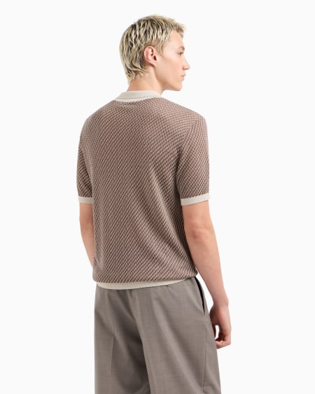 Armani Polo de punto con microfantasía en tejido jacquard Ofertas de temporada