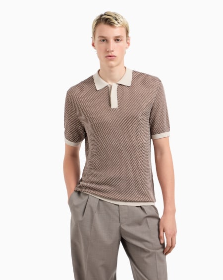 Armani Polo de punto con microfantasía en tejido jacquard Ofertas de temporada