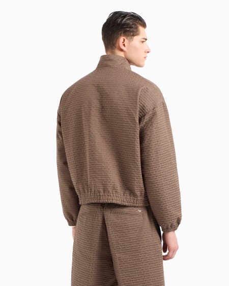 Armani Cazadora con cremallera completa e inscripción integral en tejido jacquard Ofertas especiales