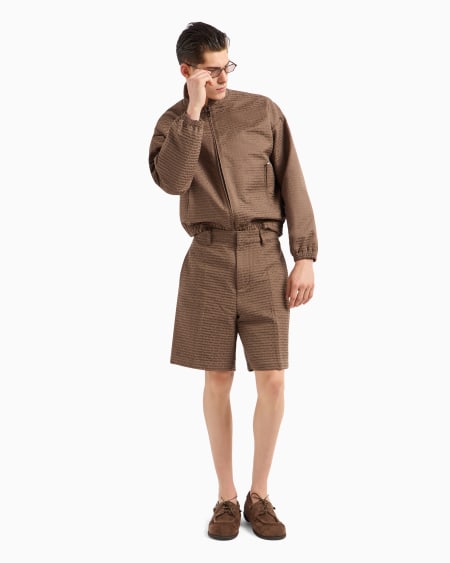 Armani Bermudas de tejido jacquard con inscripción por toda la prenda Grandes ahorros