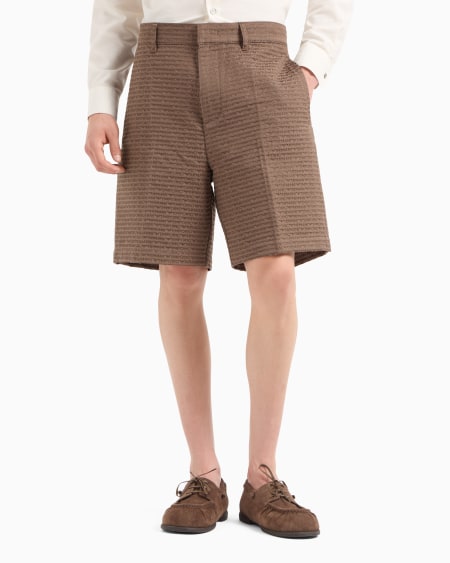 Armani Bermudas de tejido jacquard con inscripción por toda la prenda Grandes ahorros