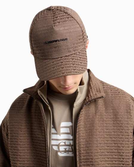 Armani Gorra de béisbol en nailon con inscripción integral de logotipo en tejido jacquard Rebajas de fin de temporada