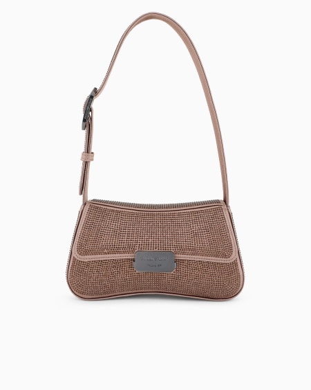 Armani Bolso de hombro baguette de satén con strass Ventas relámpago