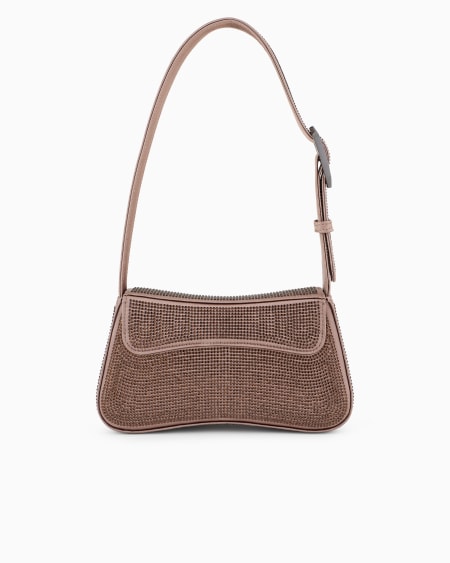 Armani Bolso de hombro baguette de satén con strass Ventas relámpago