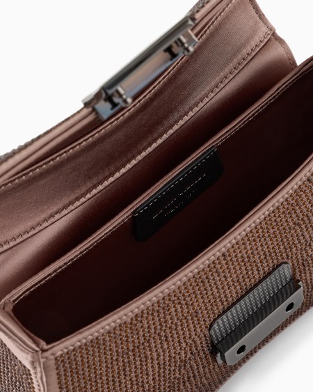 Armani Bolso de hombro baguette de satén con strass Ventas relámpago