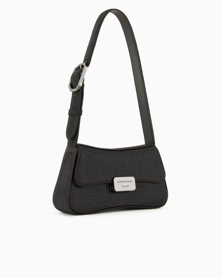 Armani Bolso de hombro baguette de satén con strass Descuento