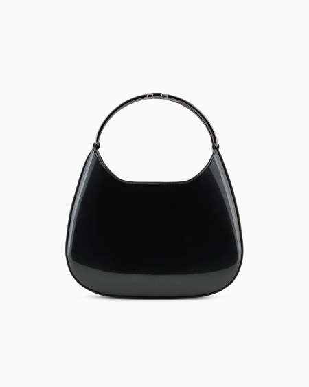 Armani Bolso hobo pequeño de charol con asa de metal con logotipo Últimos 3 días