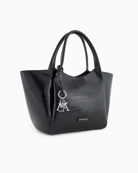 Armani Maxibolso shopper con acabado estampado de cocodrilo y colgante con logotipo Solo hoy