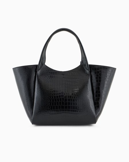 Armani Maxibolso shopper con acabado estampado de cocodrilo y colgante con logotipo Solo hoy
