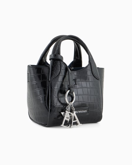 Armani Bolso shopper pequeño con acabado estampado de cocodrilo y colgante con logotipo Oferta especial de fábrica