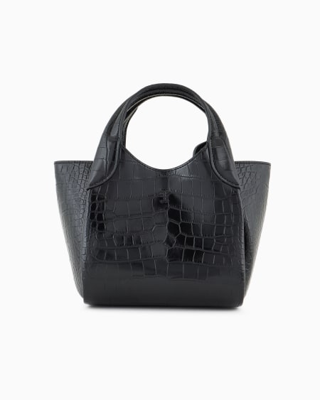 Armani Bolso shopper pequeño con acabado estampado de cocodrilo y colgante con logotipo Oferta especial de fábrica