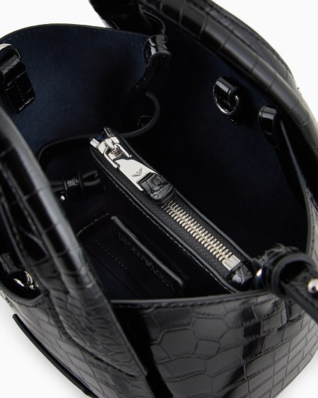 Armani Bolso shopper pequeño con acabado estampado de cocodrilo y colgante con logotipo Oferta especial de fábrica
