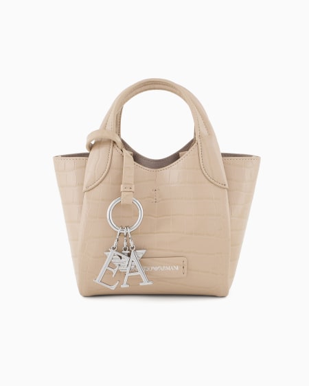 Armani Bolso shopper pequeño con acabado estampado de cocodrilo y colgante con logotipo Solo queda un día