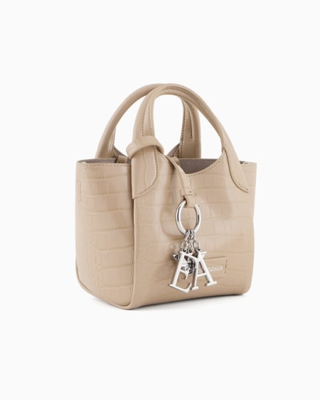 Armani Bolso shopper pequeño con acabado estampado de cocodrilo y colgante con logotipo Solo queda un día