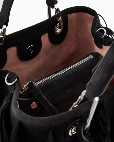 Armani Bolso shopper MyEA pequeño con flecos de material efecto ante Ahorra y exporta