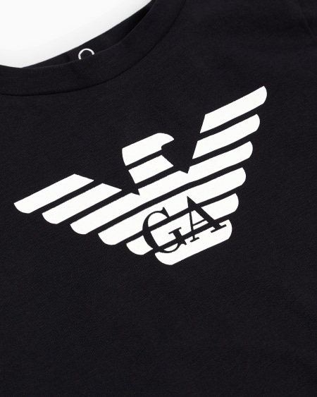 Armani Camiseta de punto de algodón pima con logotipo Rebajas de fin de temporada