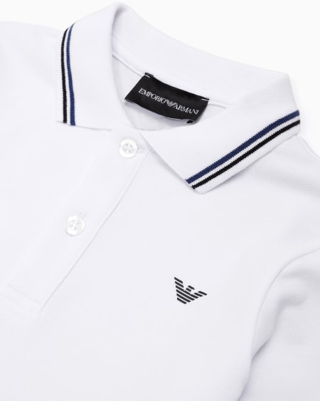 Armani Polo de manga larga de piqué elástico con bordes en el cuello Outlet