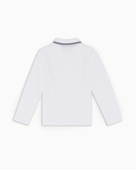 Armani Polo de manga larga de piqué elástico con bordes en el cuello Outlet