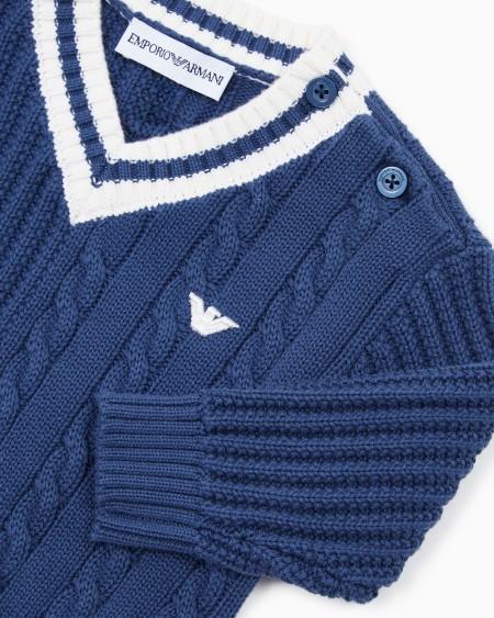 Armani Jersey de cuello de pico con elaboración doble Outlet online