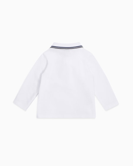 Armani Polo de manga larga de piqué elástico con bordes en el cuello Rebajas baratas