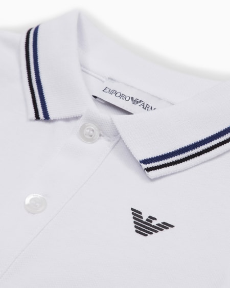 Armani Polo de manga larga de piqué elástico con bordes en el cuello Rebajas baratas