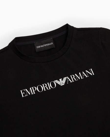 Armani Camiseta de punto de algodón pima con logotipo Rebajas de fábrica