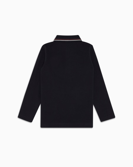 Armani Polo de manga larga de piqué elástico con bordes en el cuello Ventas relámpago