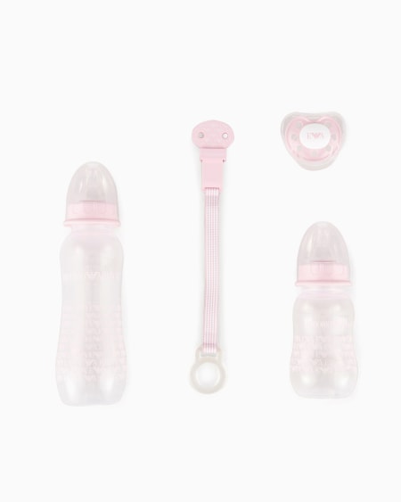 Armani Conjunto de puericultura con dos biberones chupete y cadena con pinza Tienda