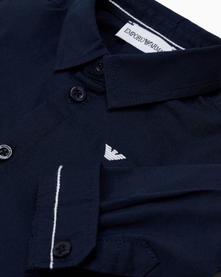 Armani Camisa de algodón elástico con bordado de águila Envío gratis
