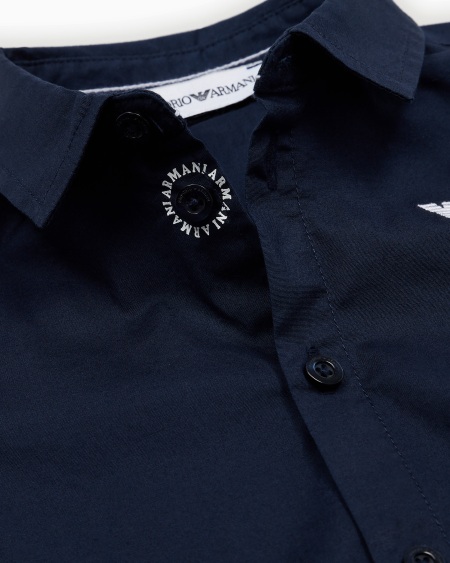 Armani Camisa de algodón elástico con bordado de águila Envío gratis