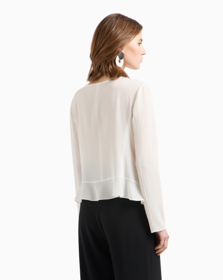 Armani Chaqueta camisera de crepé fluido con volantes Últimos 2 días