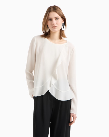 Armani Chaqueta camisera de crepé fluido con volantes Últimos 2 días