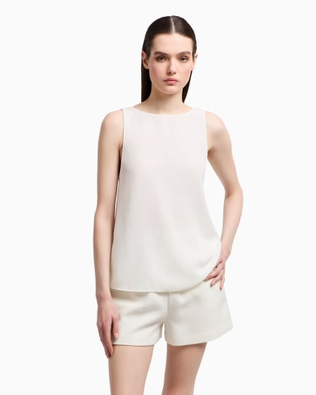 Armani Top con panel trasero en crepé fluido Precio de fábrica